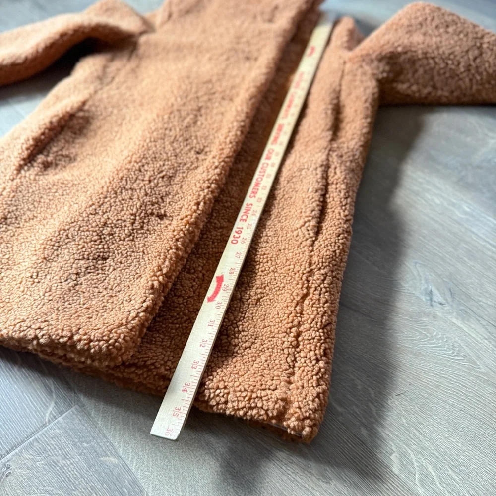 NWT J.Crew Villa Coat Teddy Sherpa Mid Length Adobe Clay Brown sz 8 zip button - Picture 14 of 15
